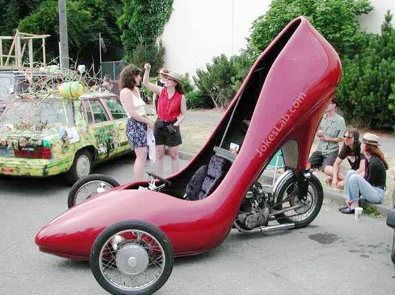 funny car, high heel shoes car