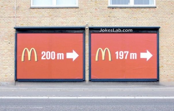 funny McDonald's sign, accurate distance