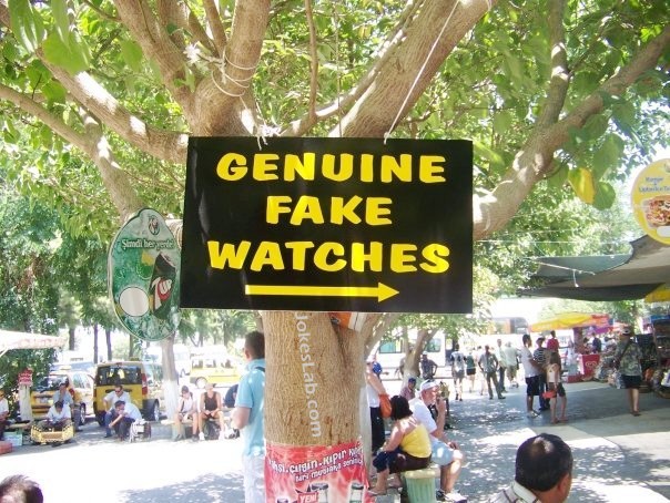 funny sign, genuine fake watches