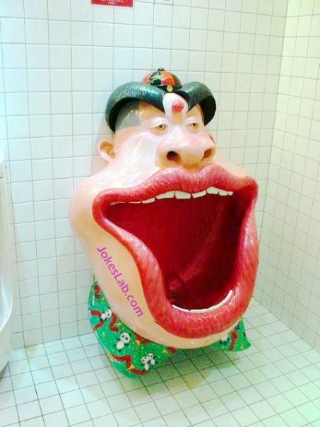 funny urinal, mouth, suck it, female